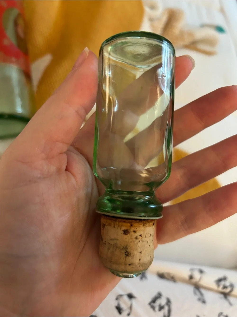 Vintage 1960’s Old Fitzgerald Venetian Green Glass Bourbon Decanter Bottle